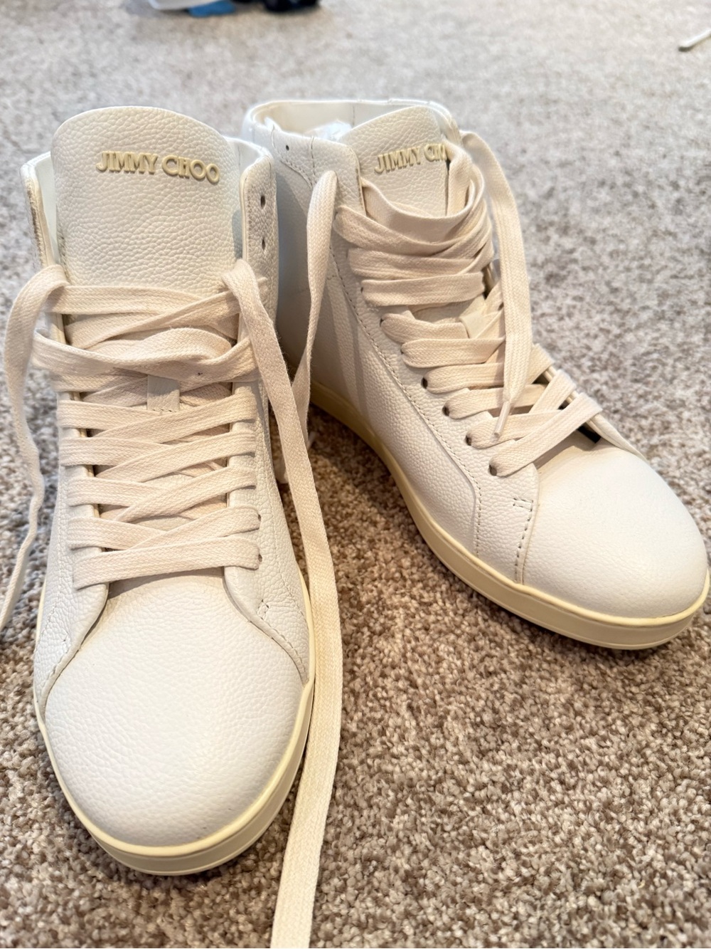 Jimmy Choo Women’s White Leather Sneakers – Size 38